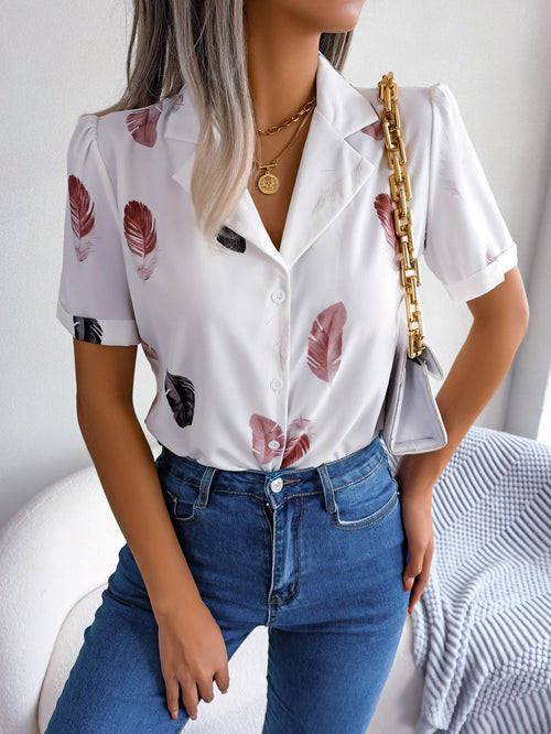 Dam Vårdräkt Revers Blus Polyester Kort Ärmlängd-1
