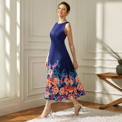 Dam Klänning A-Line Rund Hals Bomull Polyester Fina Klänningar-4