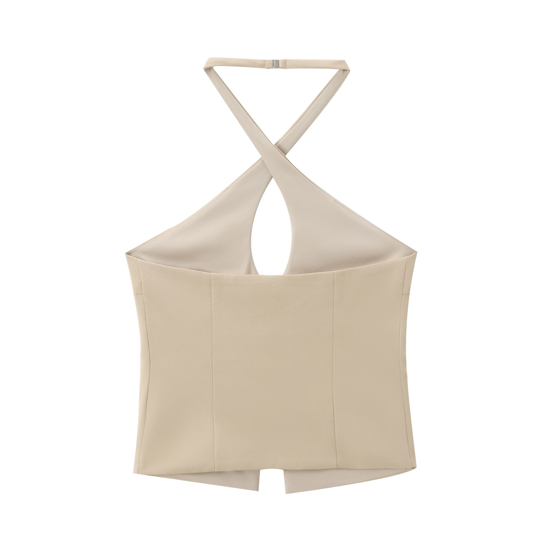 Dam Festtopp Halterneck Monokrom Polyester-2