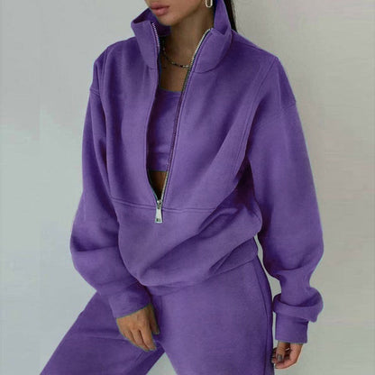 Variant image for Kvinnors Sport Set Fleece med Långa Ärmar och Dragkedja-34