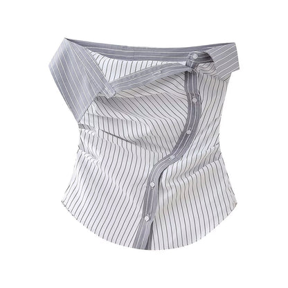 Variant image for Dam Blus Randig Färgblockering Polyester-1