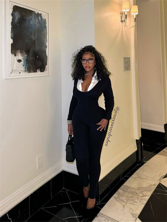 Dam Jumpsuit Långärmad Slim Fit Polyester-1