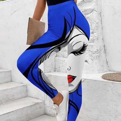Damleggings Hög Midja Stretchigt Material Futuristiskt Tryck 9