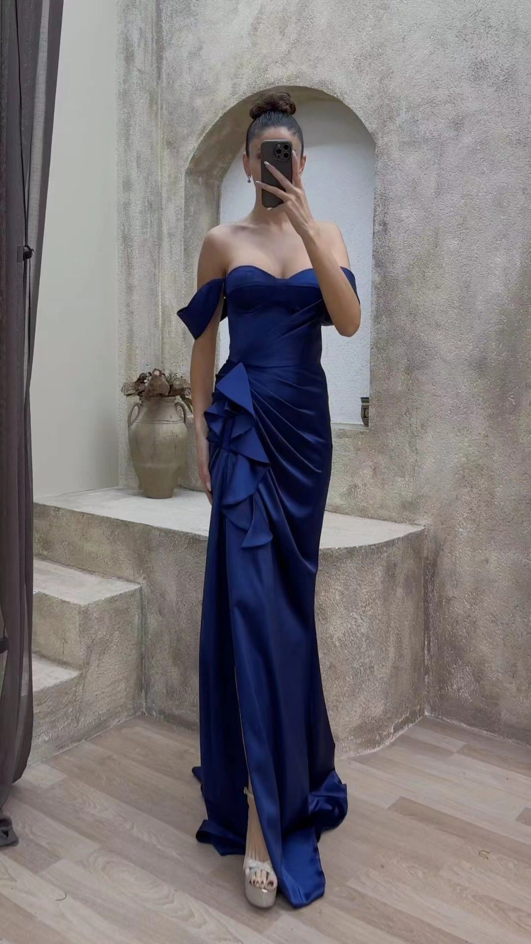 Variant image for Dam Klänning Lång Oregelbunden V-ringning Polyester-1