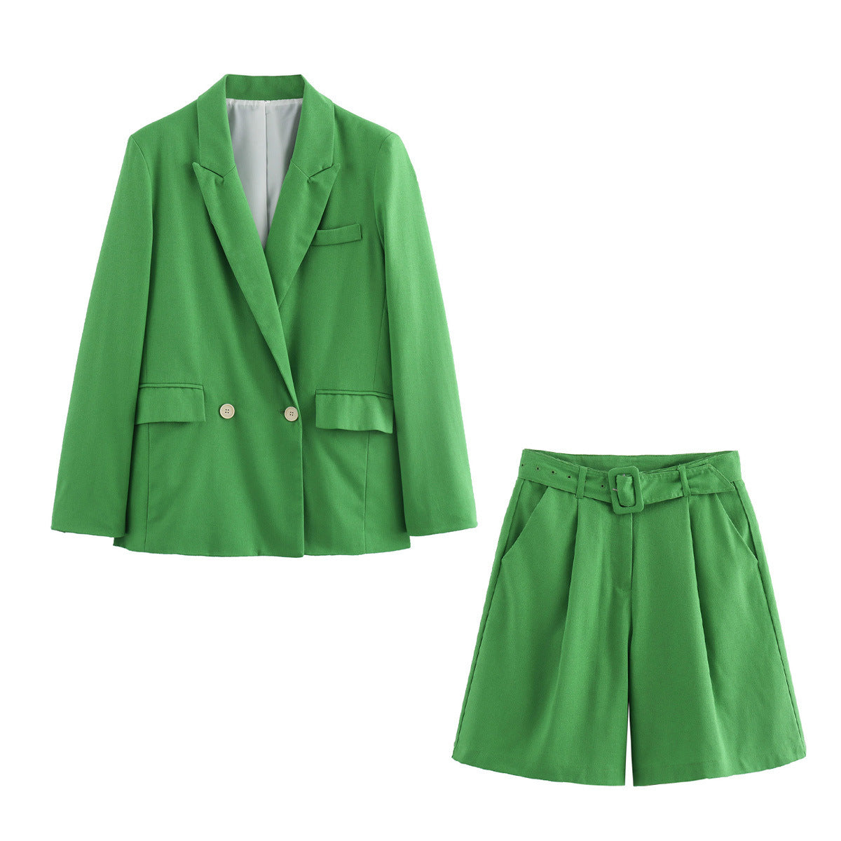 Dam Overall Loose Leisure Suit med Bälteshorts i Polyester-3