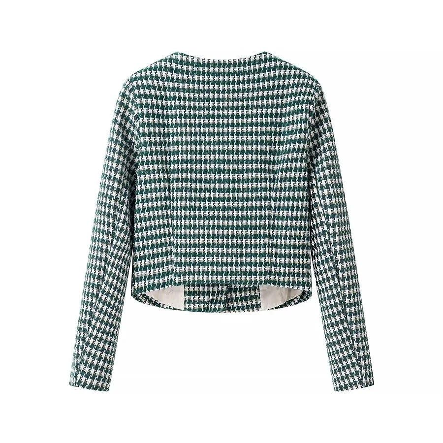 Kvinnors Blazer Klassisk Bomull med Knappdetaljer-4