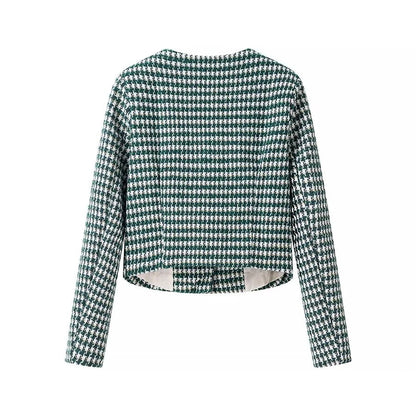 Kvinnors Blazer Klassisk Bomull med Knappdetaljer-4