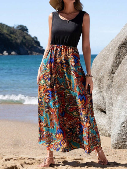 Dam Maxi Midi Kjol Blommönster Polyester A-Line 8
