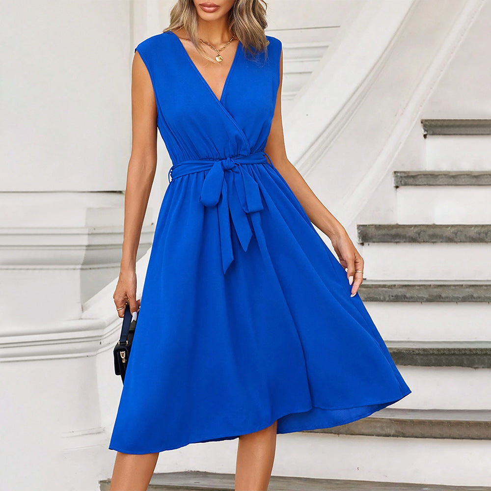 Damklänning A-Line Midi Monokrom Högkvalitativt Tyg-2