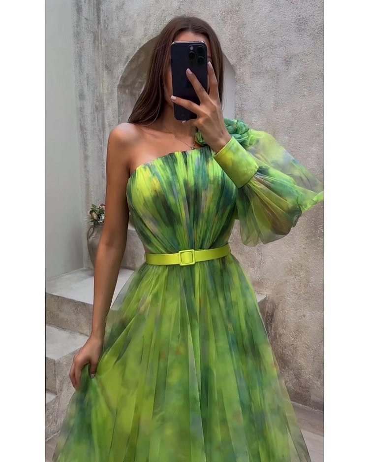 Dam Klänning Slim Fit Asymmetrisk Ruffle Polyester-3