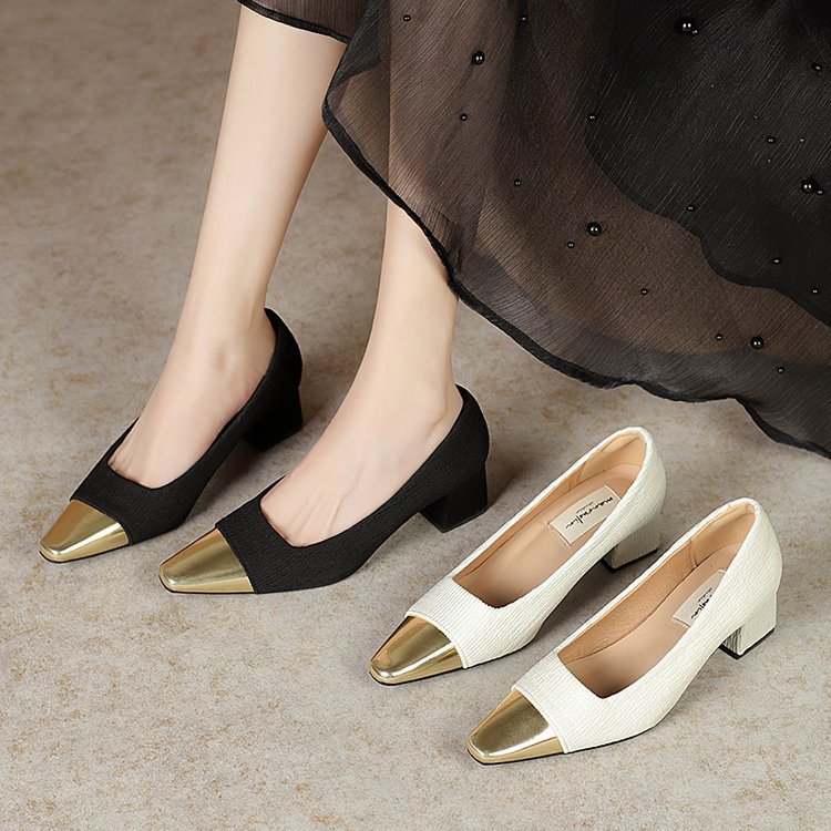 Kvinnor Slingback Pumpar Metallisk Detalj Andningsbart Material-5