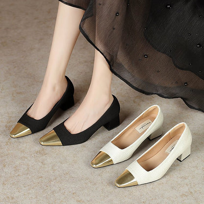 Kvinnor Slingback Pumpar Metallisk Detalj Andningsbart Material-5