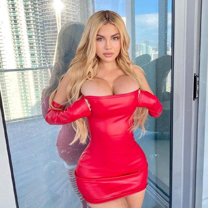 Kort Klänning Dam Figursydd Spandex-2