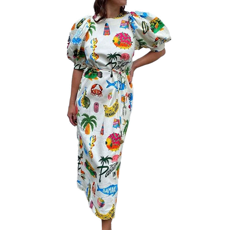 Dam A-Line Kjol med Puffärmar Polyester 6
