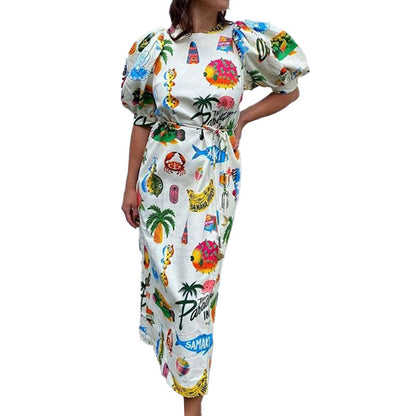Dam A-Line Kjol med Puffärmar Polyester 6