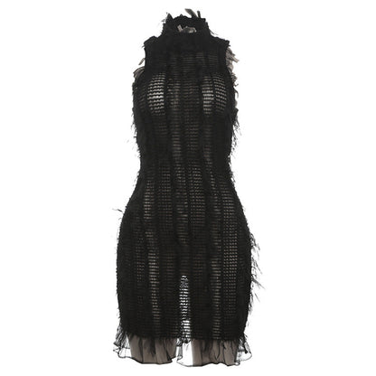 Dam Ärmlös Klänning Transparent Polyester Spandex 6