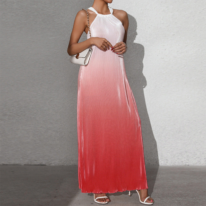 Kvinna A-linjeformad Klänning Gradient Elastanblandning-3