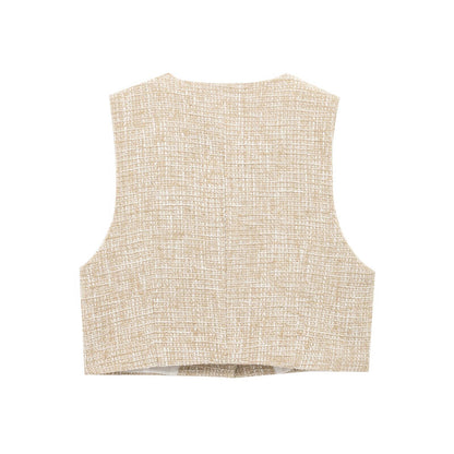 Dam Väst Set Matchande Byxor Texturerad Polyester-3