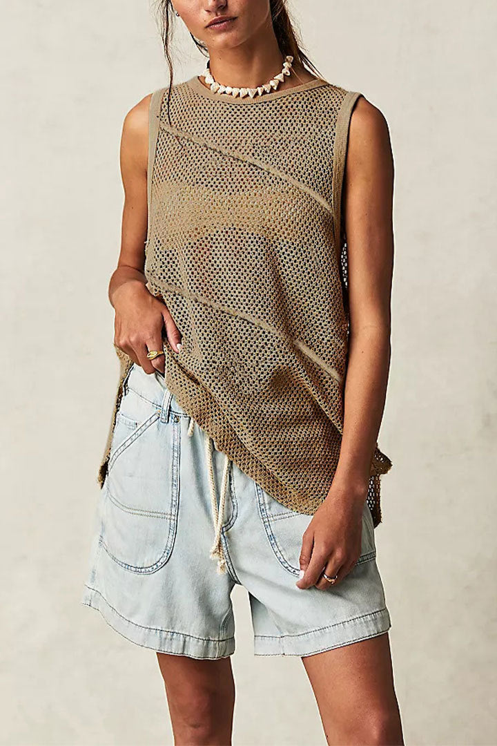 Dam Top Stickad Viskos med Hål Slinga 7