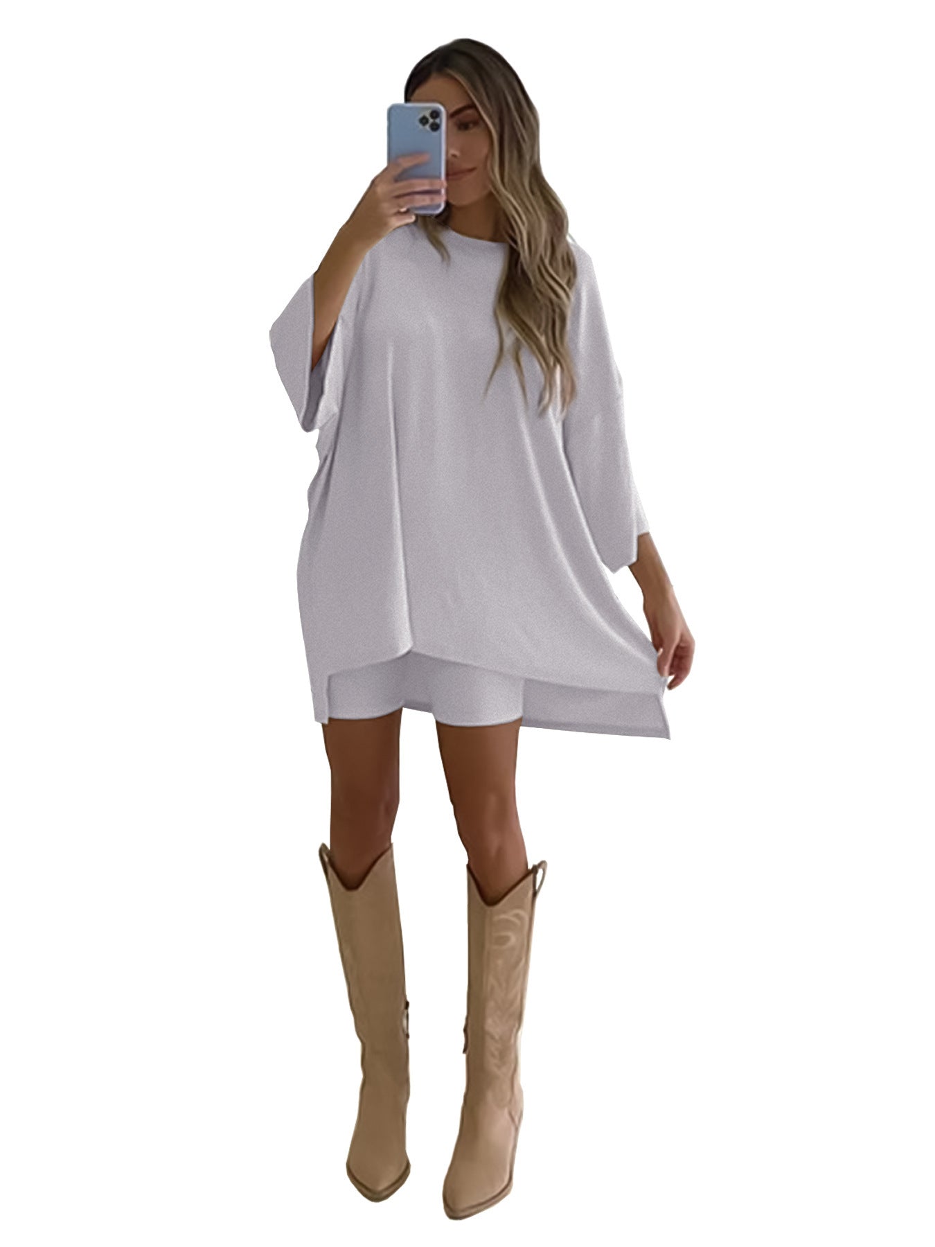 Variant image for Dam T Shirt Monokrom Smal Passform Trekvartsärmar 100% Bomull-9