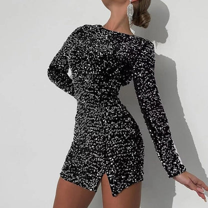 Dam Aftonklänning Långärmad Bodycon Polyester-2