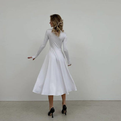 Fina Dam Klänningar Långärmad Elegant Andningsbart Tyg 2