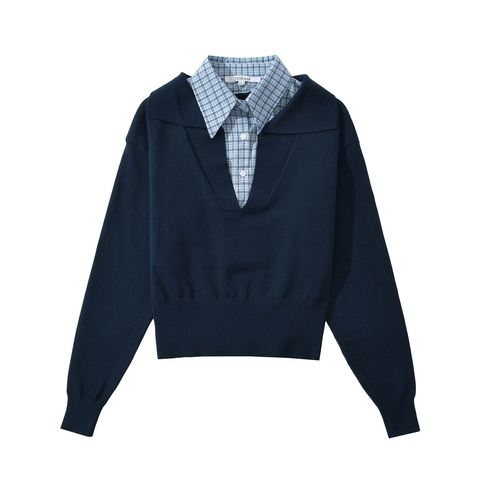 Kvinnor V-ringad Tröja Integrerad Blus Mjuk Tyg-1