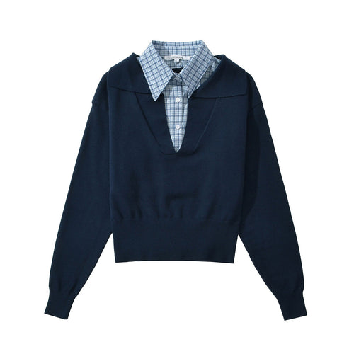 Kvinnor V-ringad Tröja Integrerad Blus Mjuk Tyg-1