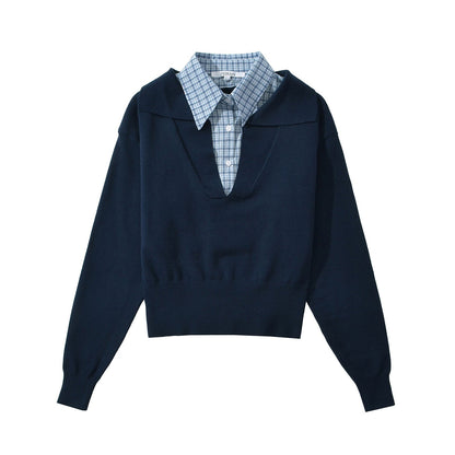 Variant image for Kvinnor V-ringad Tröja Integrerad Blus Mjuk Tyg-1