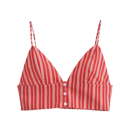 Variant image for Dam Kort Topp och Rock Set Randig Lätt Tyg för Sommar-1