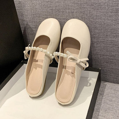 Kvinnor Pantoletter Slip-On Syntetiskt Läder med Prydnadspärlor 2