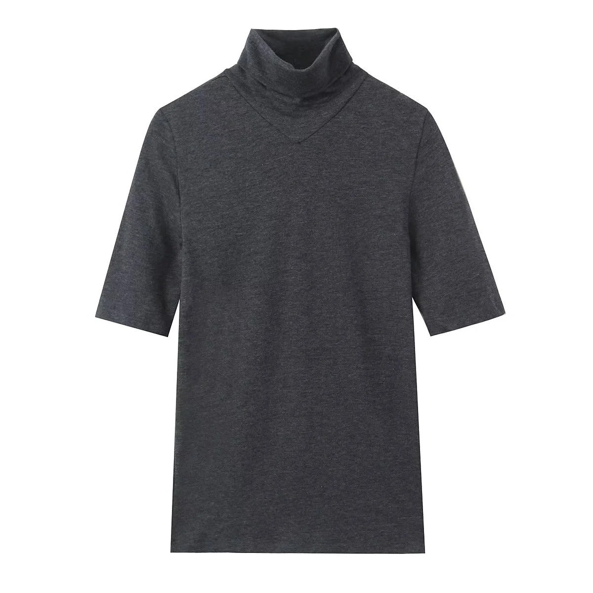 Dam T-shirt Chic Stand-up-Krage Andningsbar Bomull-1