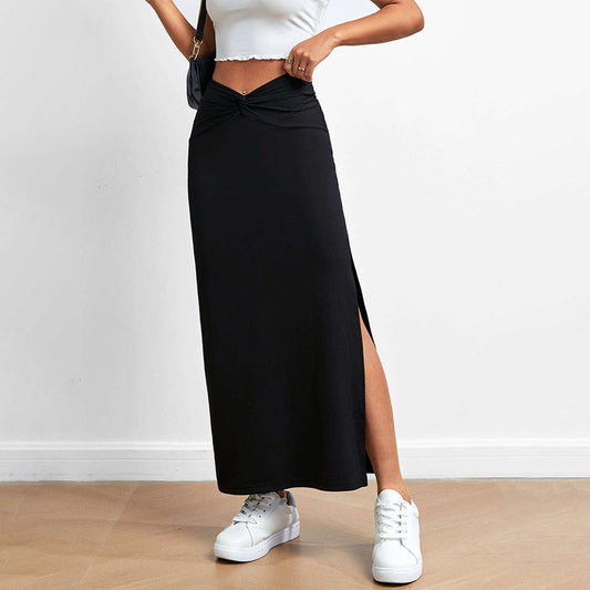 Dam Lång Kjol Draperad Viskos Minimalistisk Elegant Maxi-1
