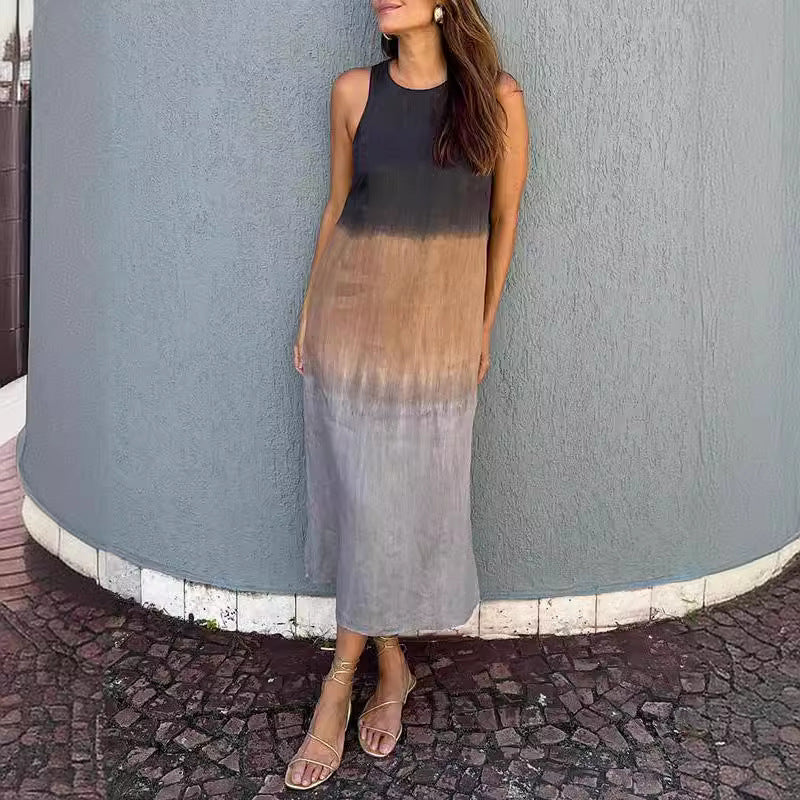 Kvinnors A-Line Klänning i Bomull och Linne-2