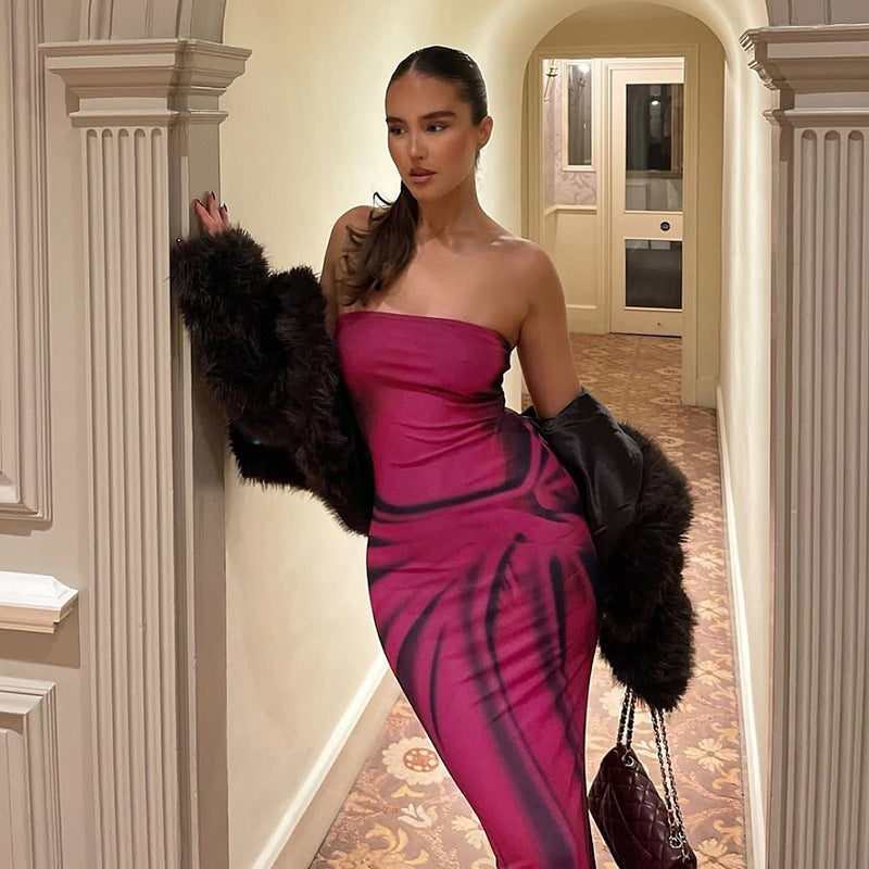 Kvinnors Bodycon Klänning Bustier Design Elastiskt Tyg 3