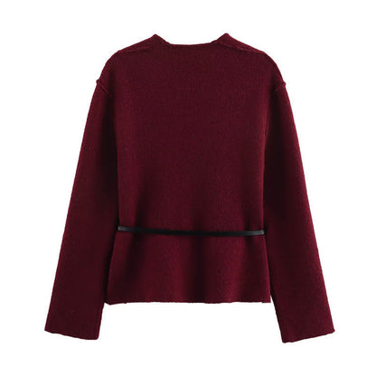 Dam Tröja Mönstrad Rund Hals Långärmad Polyester-3