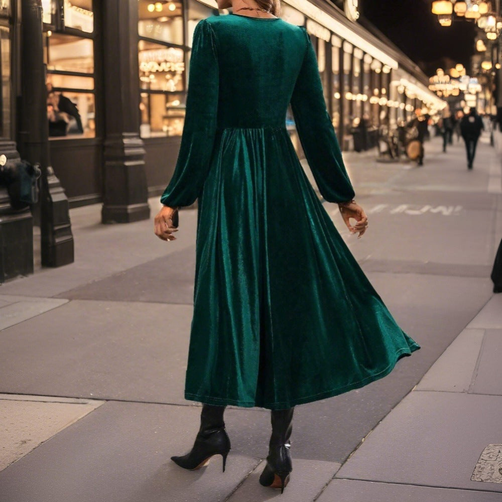 Fina Dam Klänningar Midi A-Line Långa Ärmar Polyester-3