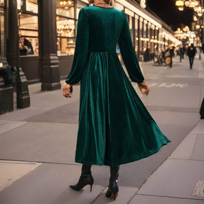 Fina Dam Klänningar Midi A-Line Långa Ärmar Polyester-3
