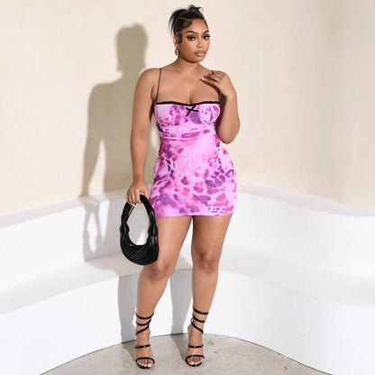Kvinnors Mini Klänning Spaghetti Band Polyester-3