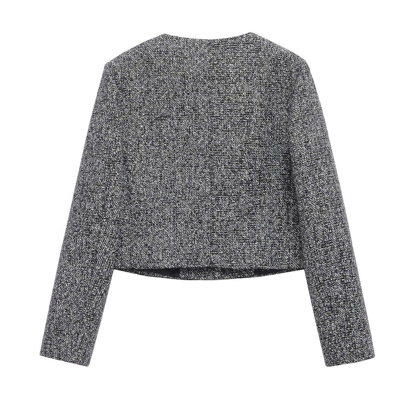 Damjacka Texturerad Polyester Chanel Stil Normal Passform-1
