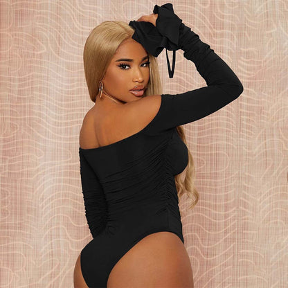 Dam Jumpsuit Slim Fit Hög Midja Långa Ärmar Polyester Elastan-5