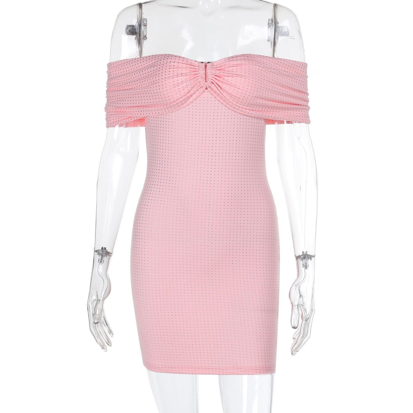 Kvinnors Glittrig Klänning Off-Shoulder Elastiskt Tyg Miniklänning 1