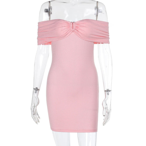 Kvinnors Glittrig Klänning Off-Shoulder Elastiskt Tyg Miniklänning 1
