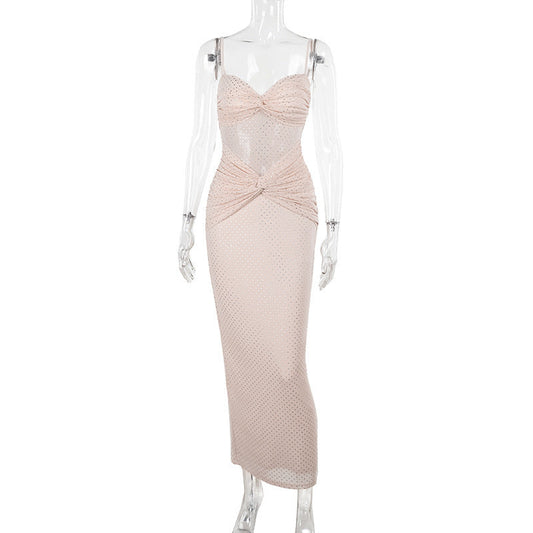 Dam Aftonklänning Lång Figursydd Högkvalitativt Tyg-1