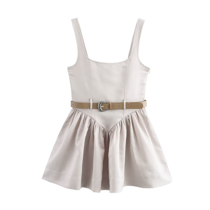 Kort Klänning Dam Slim Fit med Veckad Kjol - Perfekt Sommarklänning för Fest och Vardag 1