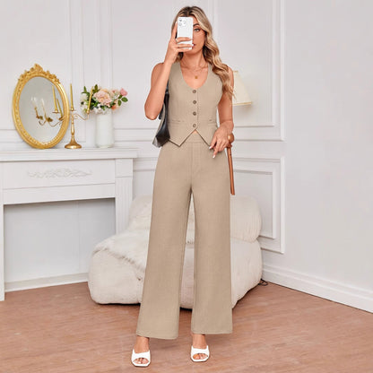 Damens Jumpsuit Blazer Design Mjuk Andningsbar Tyg Bred Ben 4