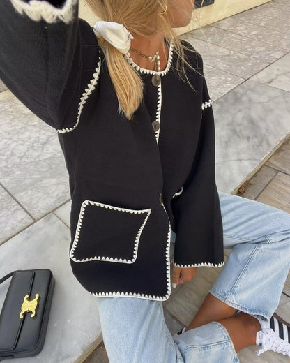 Variant image for Kvinnors Kort Rock Fleece med Färgblock Chenille-5