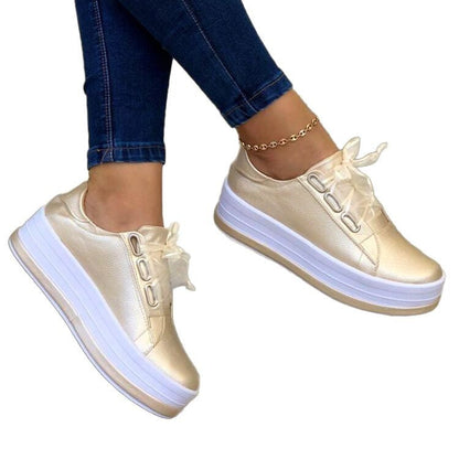 Elegante Plateau Sneakers für Damen mit Metallic-Obermaterial – Bequeme und stilvolle Schuhe für Alltag und Festlichkeiten 6