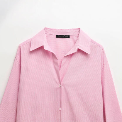 Dam Skjorta Randig Långärmad Polyester-2