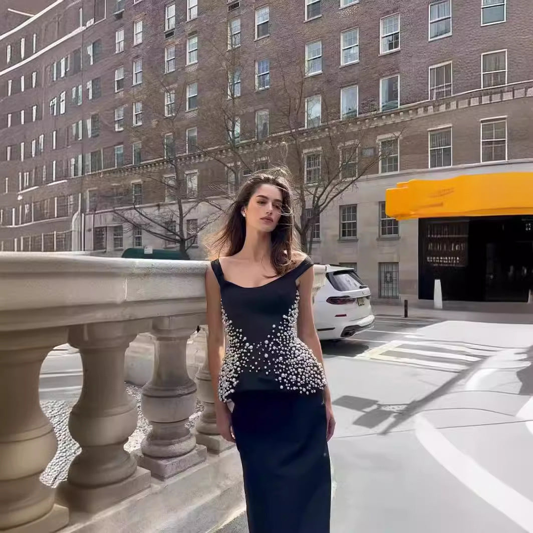 Långklänning Dam Blommig Ryggfri Polyester för Fest och Bröllop-2